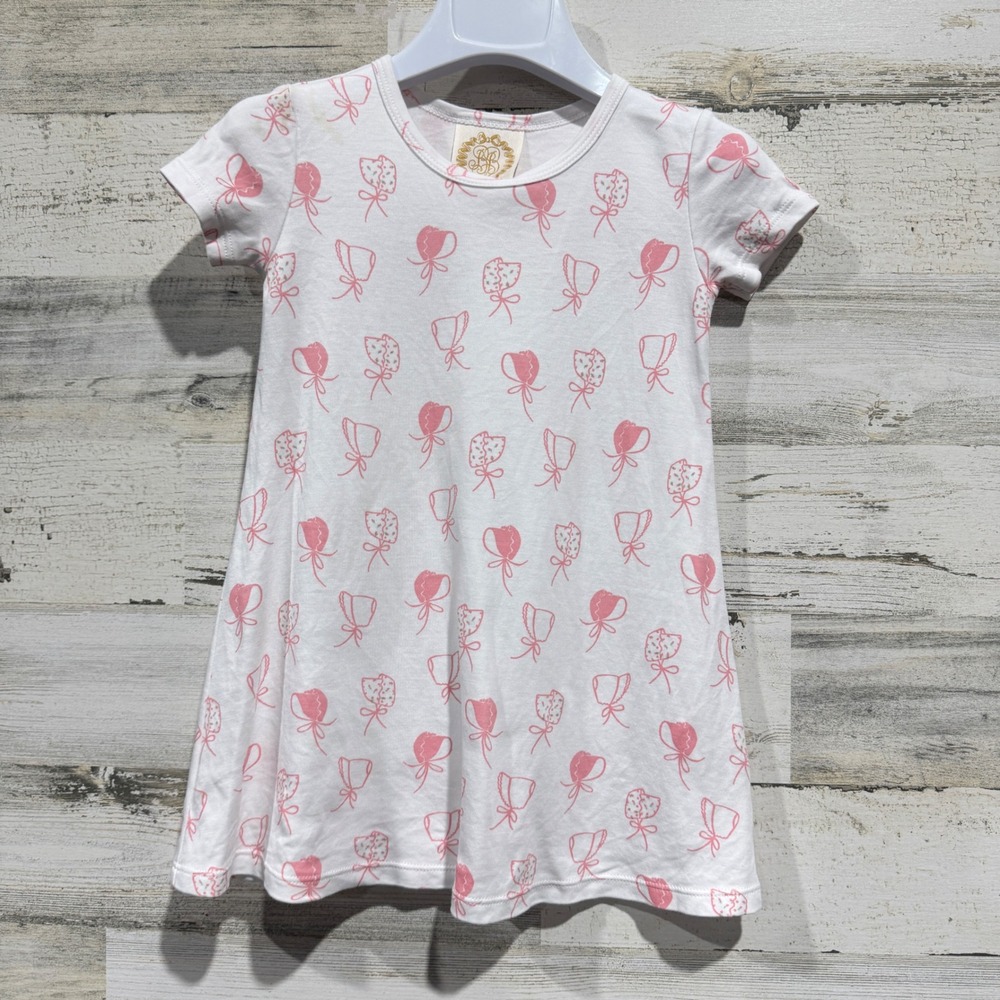 The Beaufort Bonnet Company Dress Girls 3T White Pink Bonnet Print *Flawed